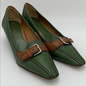 Prada Green & Brown Heels